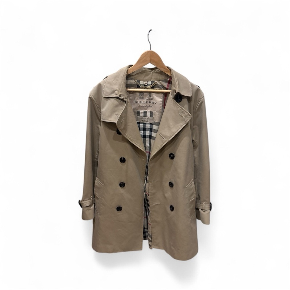 Burberry Mens  Beige Trench Coat with Black Accents